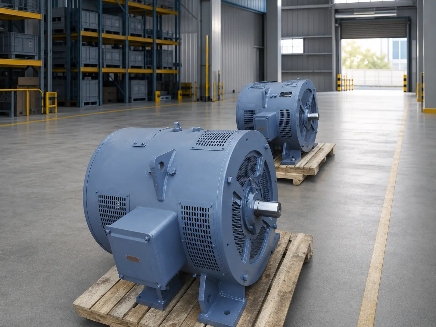 Industrial motors prepared for manufacturing and delivery